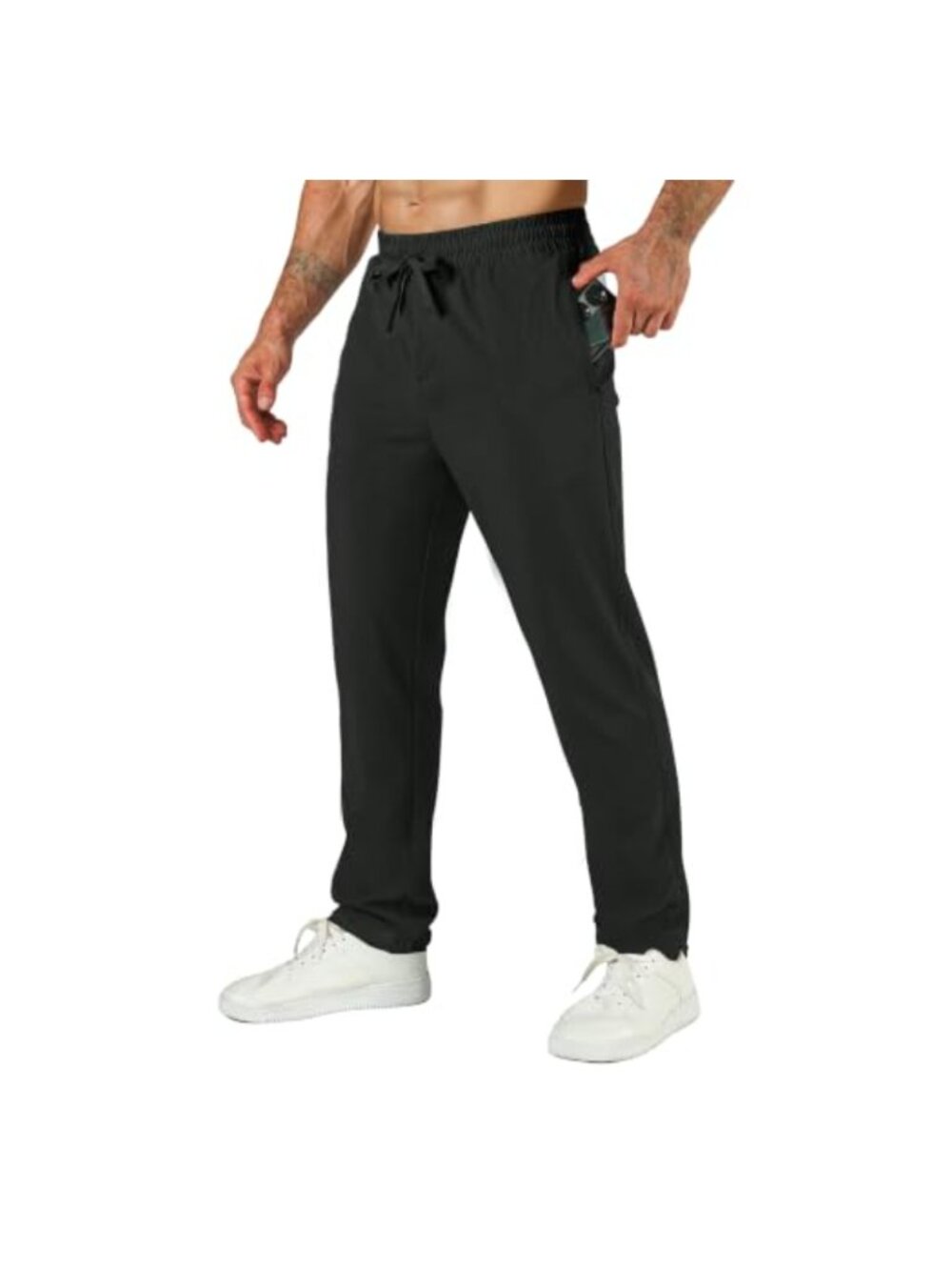 Mens Joggers Polyester Blend Zipper Pocket Stretch Sweatpants